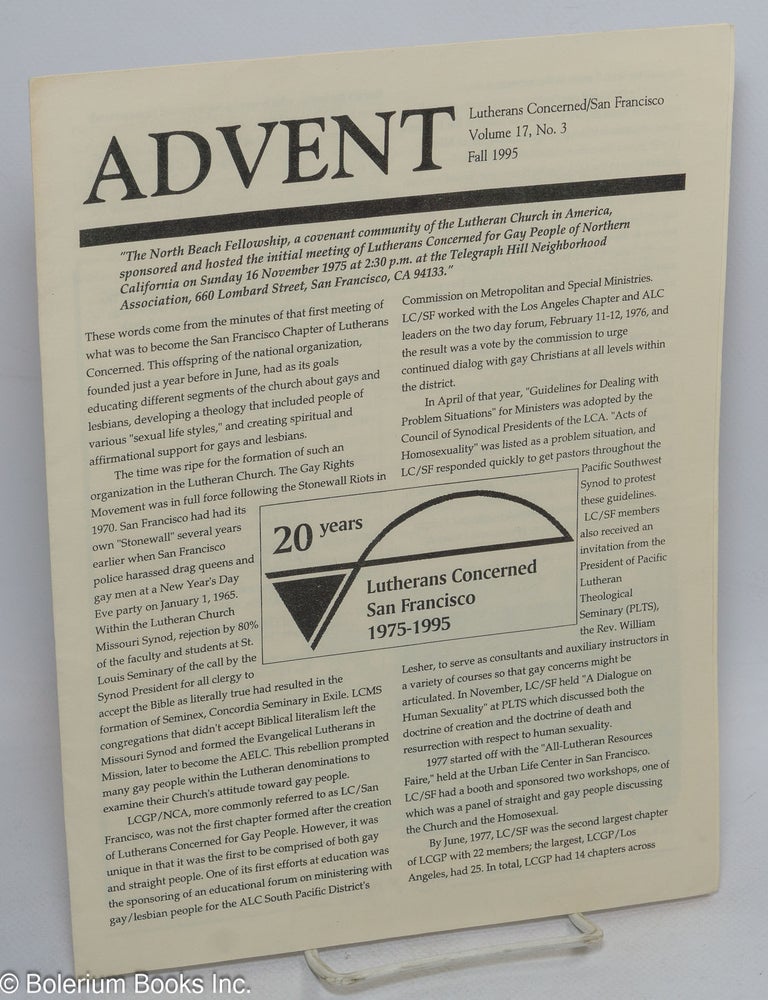 Cat.No: 316078 Advent: vol. 17, #3, Fall 1995: 20 Years. Mark Lieu.