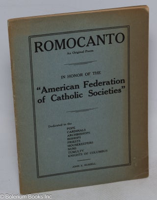 Cat.No: 316168 Romocanto. An Original Poem In Honor of the “American Federation of...