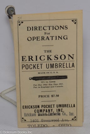 Cat.No: 316175 Directions for Operating the Erickson Pocket Umbrella