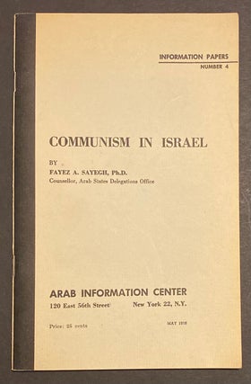 Cat.No: 316574 Communism in Israel. Fayez A. Sayegh