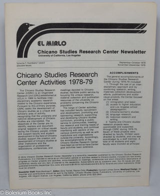Cat.No: 316815 El Mirlo: Chicano Studies Research Center Newsletter, University of...