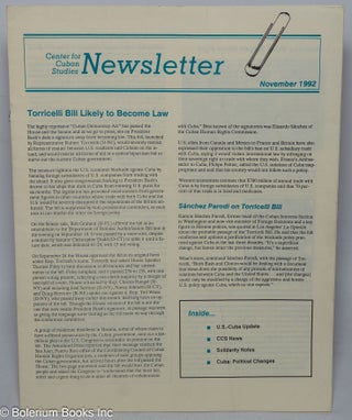 Cat.No: 316823 Center for Cuban Studies Newsletter: November 1992