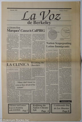 Cat.No: 316830 La voz de Berkeley: vol. 4, #2, October 1993. Ana Lilia Barraza, Julie Ann...