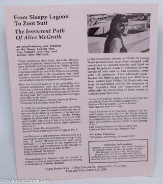 Cat.No: 316831 From Sleepy Lagoon to Zoot Suit: The Irreverent Path of Alice McGrath. An...