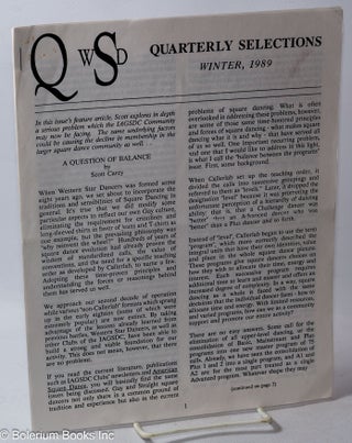 Cat.No: 317032 QWSD: Quarterly Selections; Winter 1989: a question of balance. Patty...