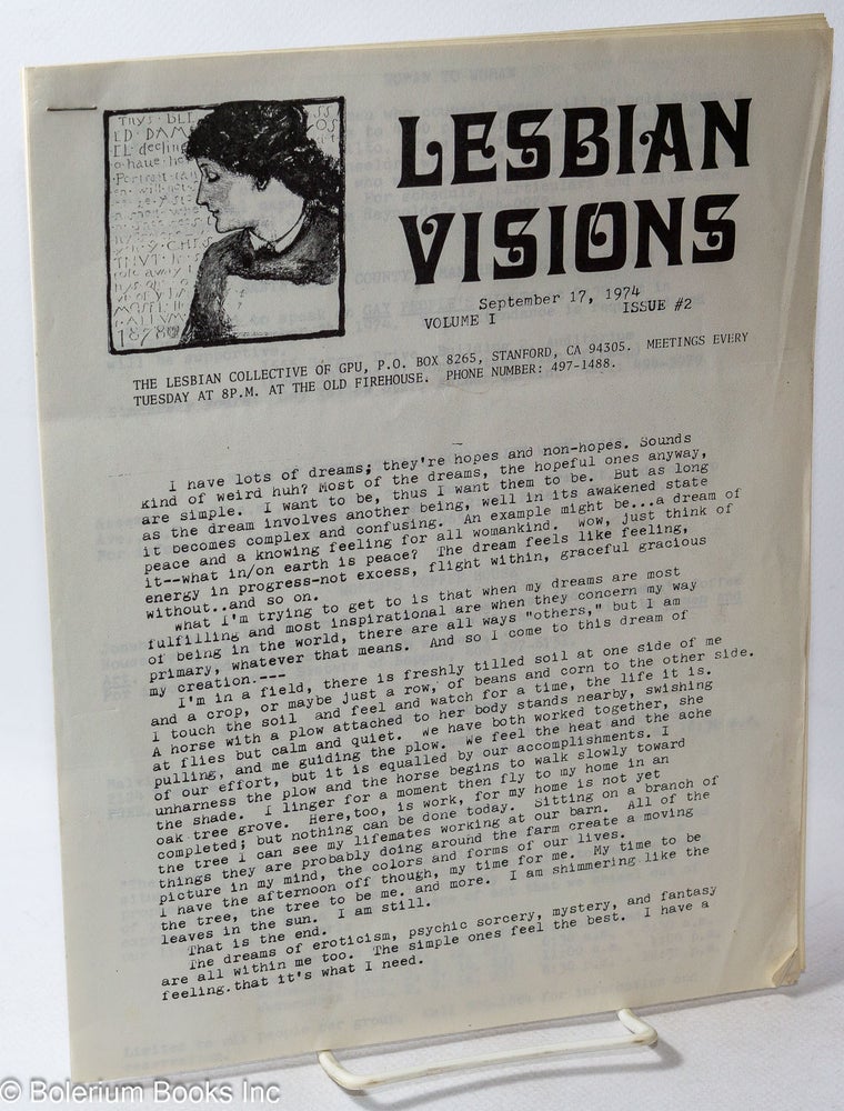 Cat.No: 317050 Lesbian Visions: vol. 1, #2, September 17, 1974