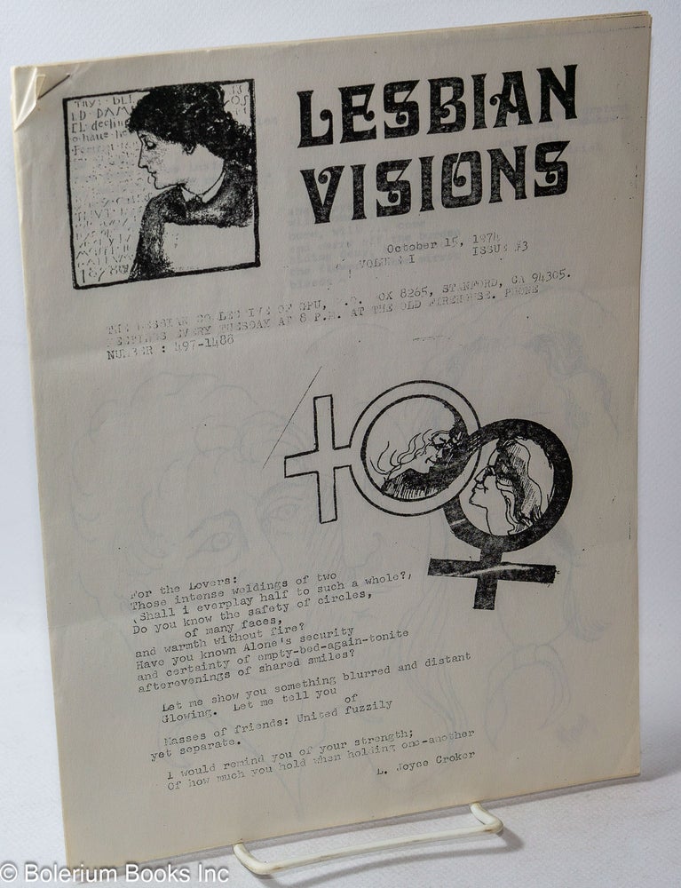 Cat.No: 317051 Lesbian Visions: vol. 1, #3, October 15, 1974