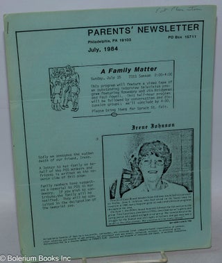 Cat.No: 317126 Parents' Newsletter: July, 1984: In Memoriam: Irene Johnson. Thomas H....