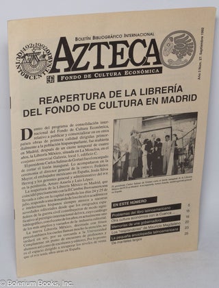 Cat.No: 317320 Azteca: Boletín Bibliográfico Internacional: Año 3 Num. 27, Septiembre...