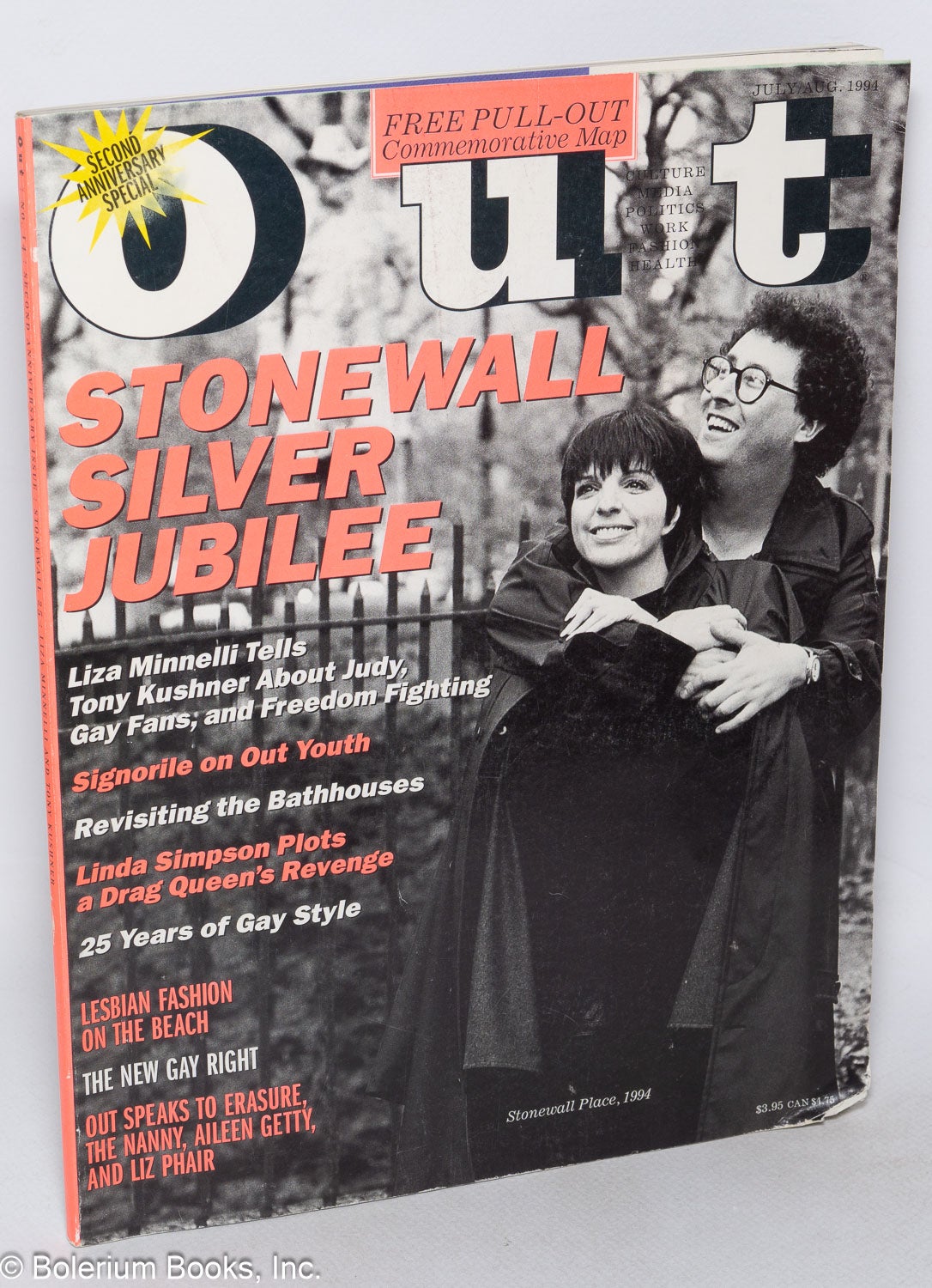 Out Magazine: #14: Stonewall Silver Jubilee by Michael Goff, Liza Minelli  publisher, Tony Kushner on Bolerium Books