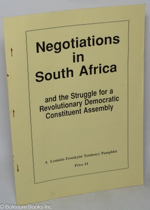 Cat.No: 317553 Negotiations in South Africa and the struggle for Revolutionary Democratic...