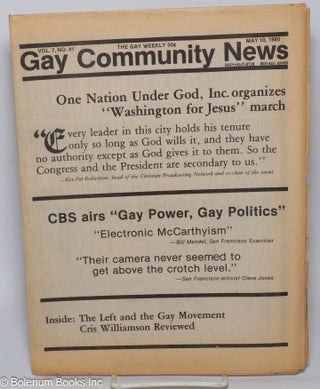 Cat.No: 317744 GCN: Gay Community News; the gay weekly; vol. 7, #41, May 10, 1980;...