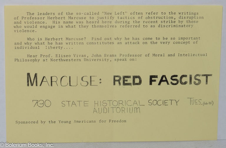 Cat.No: 317975 Marcuse: Red Fascist [handbill