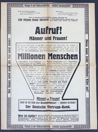Cat.No: 318063 Aufruf! Männer und Frauen! [WW I poster opposing the fermentation of food...