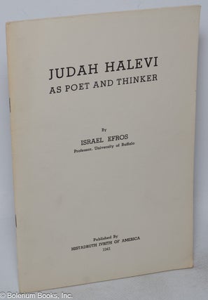 Cat.No: 318277 Judah Halevi as Poet And Thinker. Israel Efros