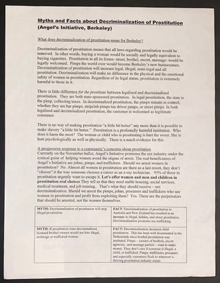 Cat.No: 318424 Myths and facts about decriminalization of prostitution (Angel's...