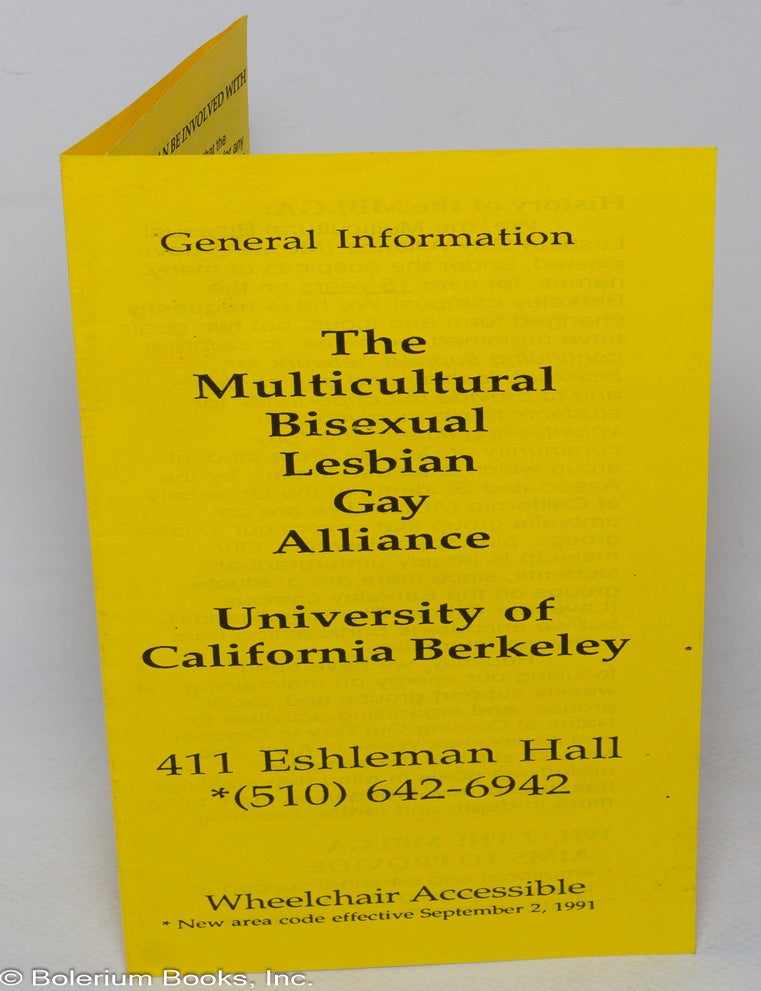 Cat.No: 319000 The Multicultural Bisexual Lesbian Gay Alliance: General information [brochure]