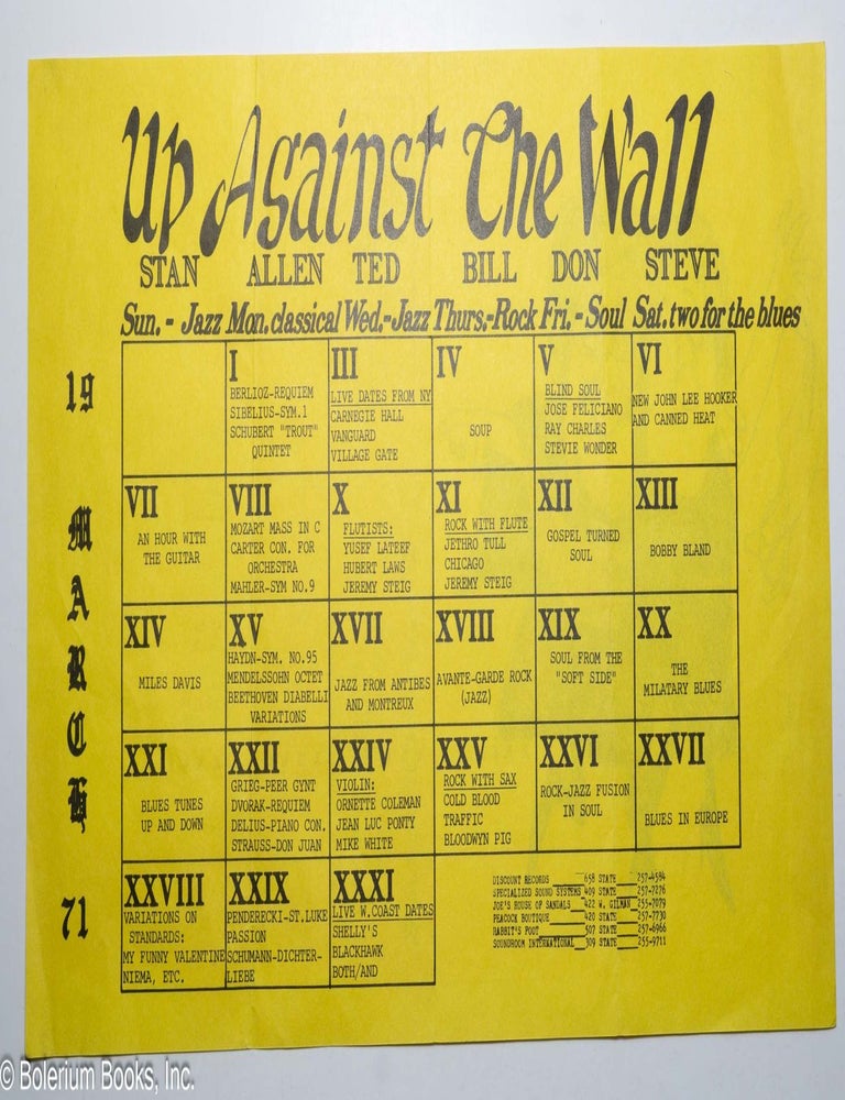 Cat.No: 319004 Up Against the Wall F.M., March 1971 [poster]