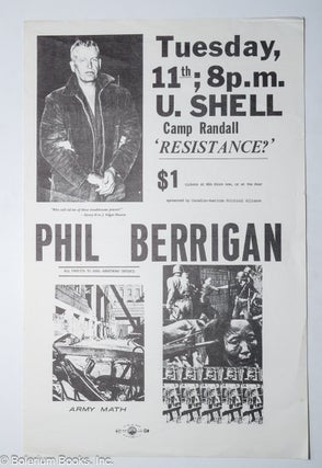 Cat.No: 319011 Tuesday 11th, 8 p.m. U. Shell Camp Randall 'Resistance' / Phil Berrigan...