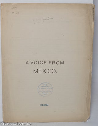 Cat.No: 319086 A Voice from Mexico. M. P. Boss
