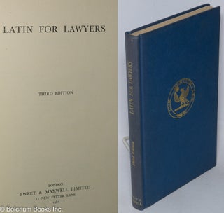 Cat.No: 319108 Latin for Lawyers. Third Edition. E. Hilton Jackson, et alia, author part...