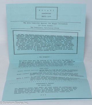 Cat.No: 319474 BACABI Newsletter: March 1978. Bay Area Committee Against the Briggs...