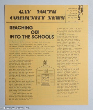 Cat.No: 319619 Gay Youth Community News: vol. 1, #6, Feb./March 1980: Reaching Out into...