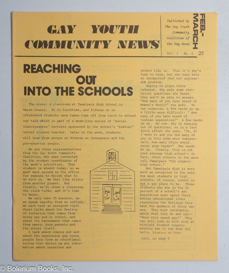 Cat.No: 319619 Gay Youth Community News: vol. 1, #6, Feb./March 1980: Reaching