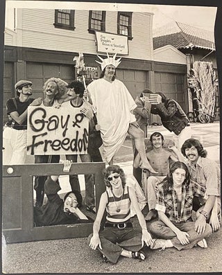 Cat.No: 319825 "Victor Galotti + Cleve Jones" [photograph showing activists with a "Gay...