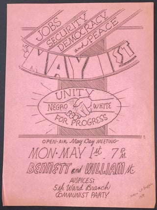 Cat.No: 320395 Jobs, Security, Democracy and Peace. All out May 1st. Negro, White / Unity...