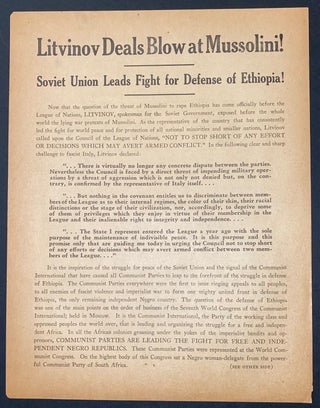Cat.No: 320396 Litvinov deals blow at Mussolini! Soviet Union leads fight for defense of...