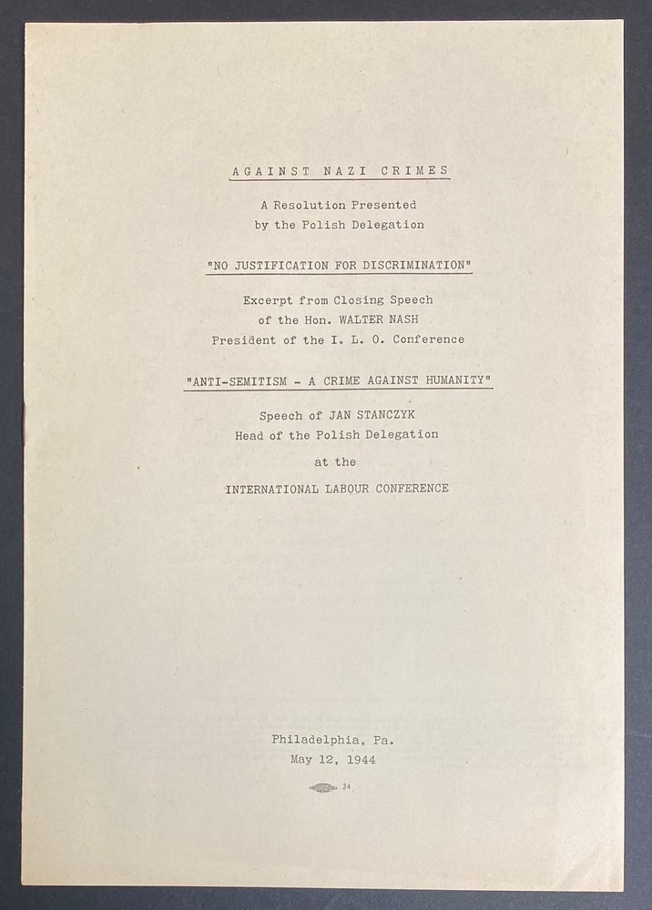 Cat.No: 320538 Against Nazi Crimes, a resolution presented by the Polish delegation