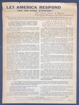 Cat.No: 320645 Let America respond for the steel strikers - Give every ounce of energy;...