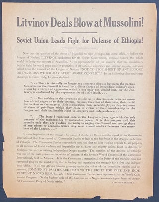Cat.No: 321285 Litvinov deals blow at Mussolini! Soviet Union leads fight for defense of...