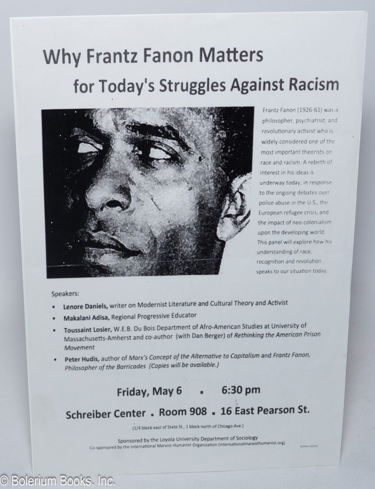Cat.No: 321382 Why Frantz Fanon Matters for Today's Struggles Against Racism [handbill]