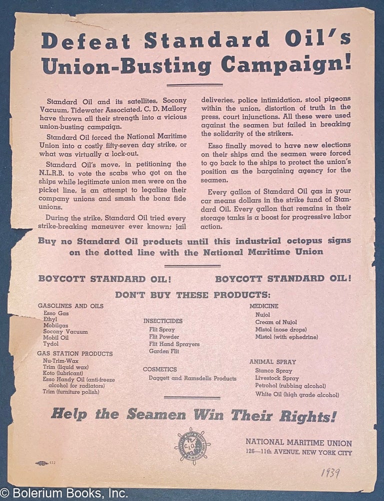 Cat.No: 321461 Defeat Standard Oil's union-busting campaign! [handbill]