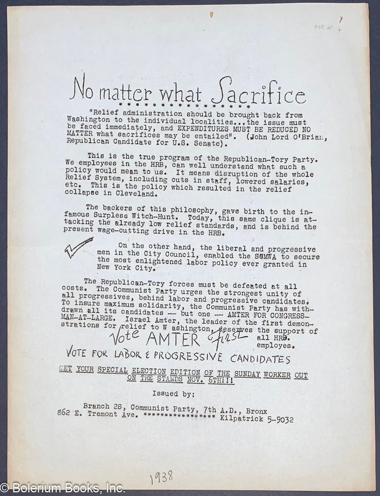 Cat.No: 321476 No matter what Sacrifice [handbill]