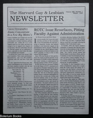Cat.No: 321818 The Harvard Gay & Lesbian Newsletter: vol. 13, #1, Winter 1995: ROTC...