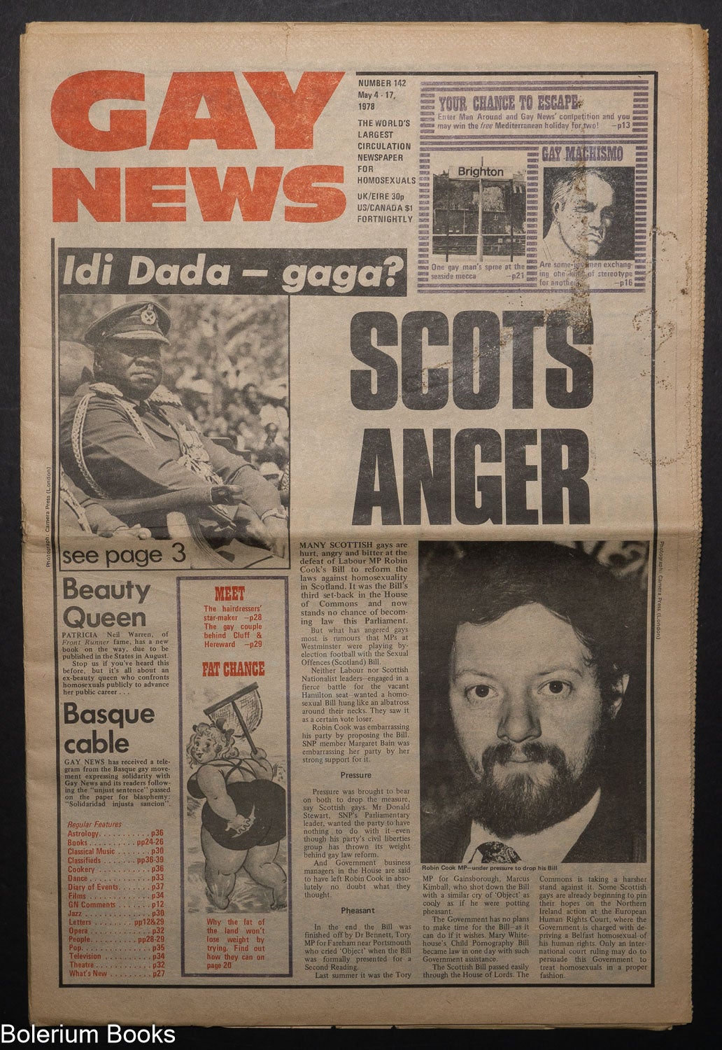 Gay News: #142 May 4-17, 1978: Idi Dada - gaga? & Scots Anger | Michael  Mason