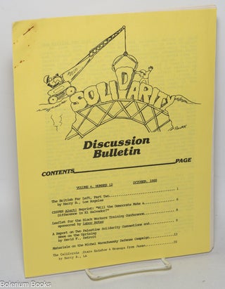 Cat.No: 322395 Solidarity Discussion Bulletin: Volume 4, No. 12, October, 1988