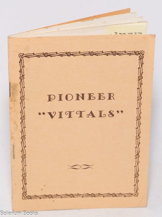 Cat.No: 322737 Pioneer "Vittals". Sarah Dougherty