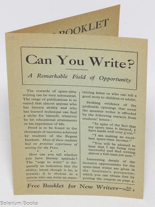 Cat.No: 323039 Can you write? A remarkable field of opportunity