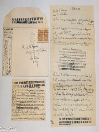 Cat.No: 323515 George Leader Lloyd manuscript letter and postcard to Maurice B. Rovner,...