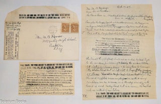 Cat.No: 323515 George Leader Lloyd manuscript letter and postcard to Maurice B. Rovner,...