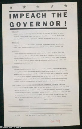 Cat.No: 323536 Impeach the Governor! [handbill