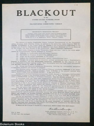 Cat.No: 323537 Blackout of the United States Supreme Court by Frankfurter Communistic...