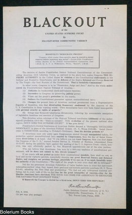 Cat.No: 323537 Blackout of the United States Supreme Court by Frankfurter Communistic...