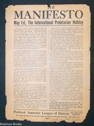 Cat.No: 323538 Manifesto. May 1st, the International Proletarian Holiday [handbill