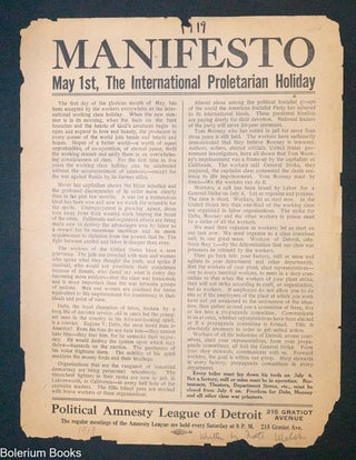 Cat.No: 323538 Manifesto. May 1st, the International Proletarian Holiday [handbill