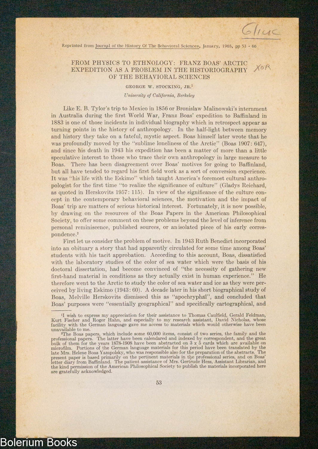 From Physics to Ethnology: Franz Boas’ Arctic Expedition as a Problem ...